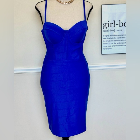 Blue Strapless Dress - Picture 2 of 3